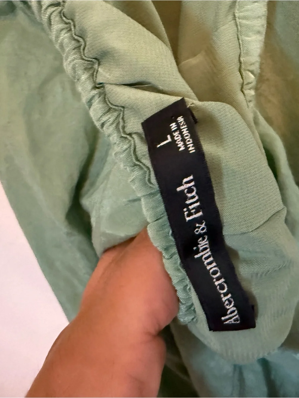 Abercrombie & Fitch Sage Green Puff-Sleeve Maxi Dress